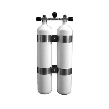 ECS Doppel 8,5L/ 232 bar Stahl TG konkav mit V4Tec Schellen und Absperrbrücke