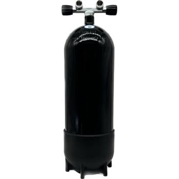 Faber 15L/232 bar Flaschenkörper (schwarz) mit Twinventil und Standfuß