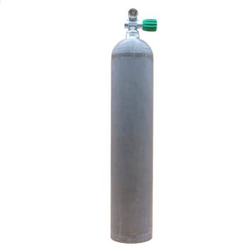 MES 5.7 L aluminum cylinder, natural finish, 207 bar, with Nitrox valve on the right